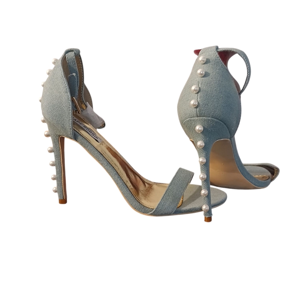Cape Robbin Light Blue Pearl Embellished Stiletto Heels
